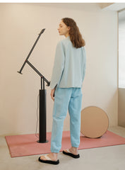 Relaxed Fit Women's Linen Pants - Elastic Waist Tapered Linen Trousers With Ankle Cuff Detail