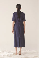 Double-Breasted Tailored Midi Dress In Breathable Premium Linen With Belt And Patch Pockets