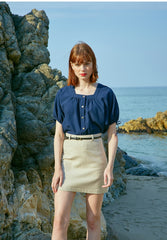 A-line Linen Skirt with Belt Detail – Premium Linen Fabric for Women