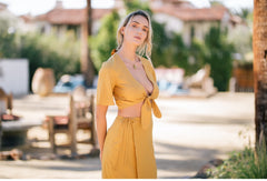 Wrap-Style Linen Skirt with High Waist Tie and Asymmetric Hemline