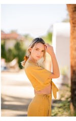 Wrap-Style Linen Skirt with High Waist Tie and Asymmetric Hemline