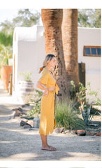 Wrap-Style Linen Skirt with High Waist Tie and Asymmetric Hemline