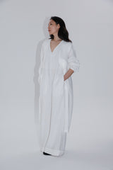 Longline Linen Coat with Open Front and Detachable Waist Belt