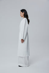 Longline Linen Coat with Open Front and Detachable Waist Belt