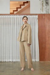 Tailored Women’s Belted Blazer In Breathable Lightweight Linen With Notched Lapel Collar
