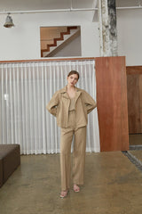 Tailored Women’s Belted Blazer In Breathable Lightweight Linen With Notched Lapel Collar