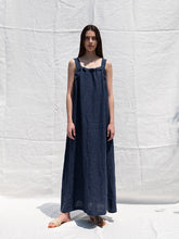 Sleeveless Linen Maxi Dress with Shoulder Tie Detail and Flowing Silhouette
