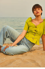 Double-Breasted Linen Trench Coat with Belted Waist and Oversized Lapel Collar