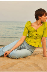 Double-Breasted Linen Trench Coat with Belted Waist and Oversized Lapel Collar