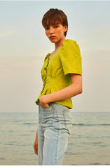 Double-Breasted Linen Trench Coat with Belted Waist and Oversized Lapel Collar