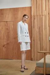 Tailored High-Waisted Linen Shorts for Women with Pleated Front and Relaxed Fit