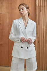 Tailored High-Waisted Linen Shorts for Women with Pleated Front and Relaxed Fit