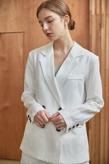 Tailored High-Waisted Linen Shorts for Women with Pleated Front and Relaxed Fit