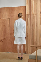 Tailored High-Waisted Linen Shorts for Women with Pleated Front and Relaxed Fit