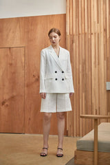 Tailored High-Waisted Linen Shorts for Women with Pleated Front and Relaxed Fit