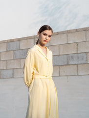 Linen Shirt Dress with Belted Waist, 3/4 Sleeves and Asymmetric Hem for Everyday Chic Style