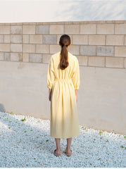 Linen Shirt Dress with Belted Waist, 3/4 Sleeves and Asymmetric Hem for Everyday Chic Style