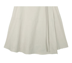A-line Midi Skirt with Wrap Tie Detail in Premium Linen Fabric