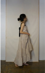 Angelina Linen Cotton Maxi Tiered Slip Dress
