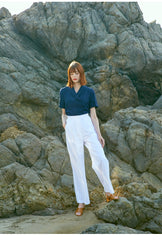 High-Waisted Wide Leg Linen Pants For Women - Tailored Pleated Linen Trousers With Side Pockets