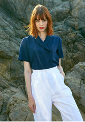 High-Waisted Wide Leg Linen Pants For Women - Tailored Pleated Linen Trousers With Side Pockets