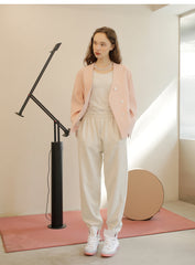 High-Waisted Relaxed Fit Linen Pants With Elastic Waistband