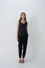 Tapered Linen Jogger Pants with Elastic Cuffed Hem and Relaxed Fit for Modern Styling