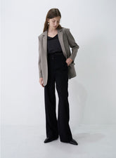 High-Waisted Wide-Leg Linen Pants with Tailored Pleats and Elegant Flowing Drape