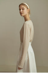 A-Line High-Waisted Midi Skirt Made From Premium Breathable Linen With Button Front Detail