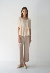 Cropped Wide-Leg Linen Pants with Pleated Front and High Waist for Effortless Elegance