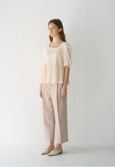 Cropped Wide-Leg Linen Pants with Pleated Front and High Waist for Effortless Elegance