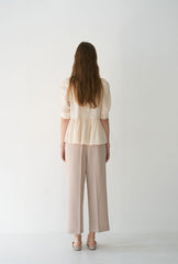 Cropped Wide-Leg Linen Pants with Pleated Front and High Waist for Effortless Elegance