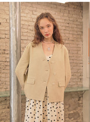 Asymmetric Button-Front Linen Coat With Tailored Silhouette