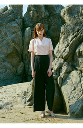 High-Rise Wide-Leg Linen Pants With Pleats And Side Pockets