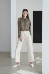High-Waisted Wide Leg Linen Pants for Women – Breathable Fabric with Tailored Fit and Clean Hem