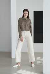 High-Waisted Wide Leg Linen Pants for Women – Breathable Fabric with Tailored Fit and Clean Hem