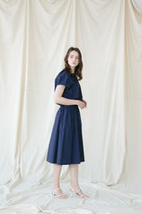 Pleated Linen Midi Dress with Cap Sleeves and Elastic Waist for Effortless Style