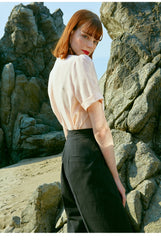 High-Rise Wide-Leg Linen Pants With Pleats And Side Pockets