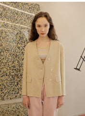 Asymmetric Button-Front Linen Coat With Tailored Silhouette
