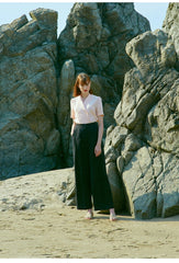 High-Rise Wide-Leg Linen Pants With Pleats And Side Pockets