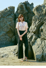 High-Rise Wide-Leg Linen Pants With Pleats And Side Pockets