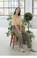 Wide-Leg High-Rise Linen Pants for Women – Relaxed Fit Summer Trousers with Pleated Detailing