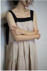 Angelina Linen Cotton Maxi Tiered Slip Dress