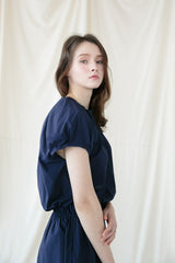 Pleated Linen Midi Dress with Cap Sleeves and Elastic Waist for Effortless Style