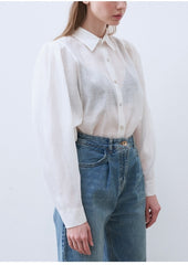 Linen Button-Down Shirt with Structured Collar and Relaxed Fit Silhouette