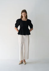 Cropped Ivory Linen Pants with Front Pleats and Wide-Leg Fit for Polished Warm-Weather Looks
