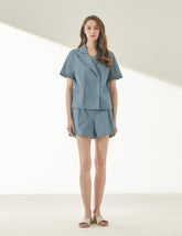 High-Waisted Tailored Linen Shorts With Front Pleats And Hidden Side Zipper Closure