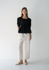 Cropped Ivory Linen Pants with Front Pleats and Wide-Leg Fit for Polished Warm-Weather Looks