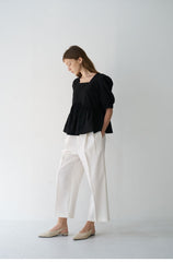 Cropped Ivory Linen Pants with Front Pleats and Wide-Leg Fit for Polished Warm-Weather Looks