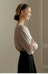 Elegant Long Sleeve Women’s Cotton Top With Boat Neckline And Soft Lightweight Fabric Finish